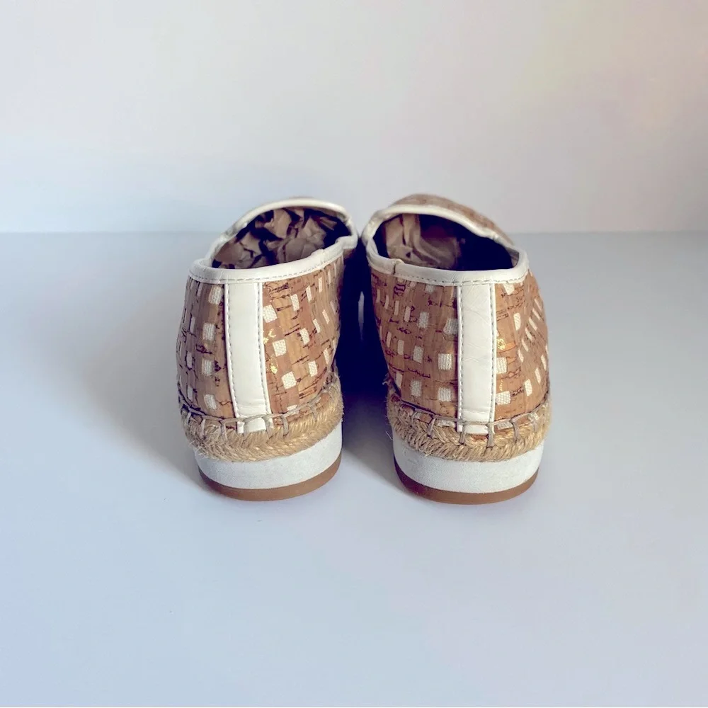 Sondra Roberts Womens Tan/White Ellie Woven Cork Platform Espadrille Slip-on S 8